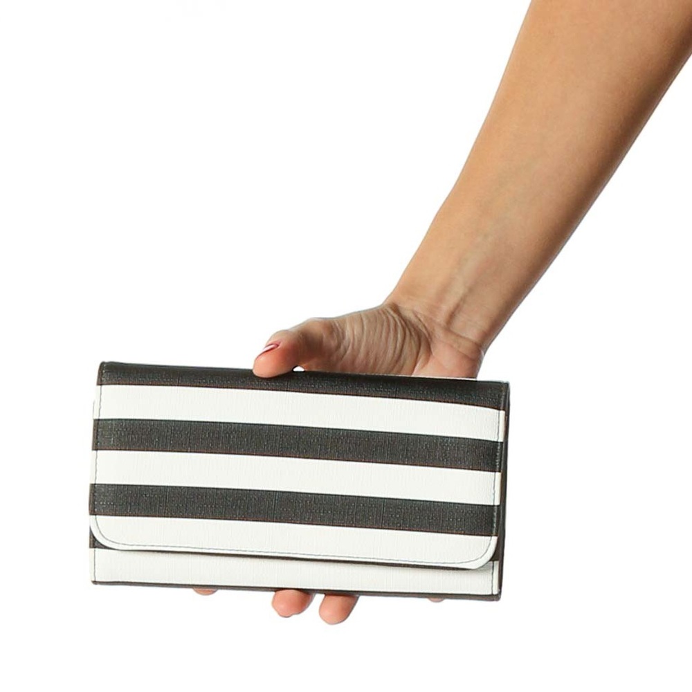 Kut from the Kloth Black + White Striped Classic Wallet, Timeless, Chic!